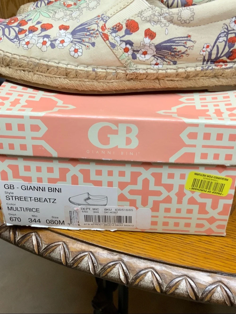 Gianni Bini floral Canvas Slip-On Espadrilles in Cream, Mint & Coral